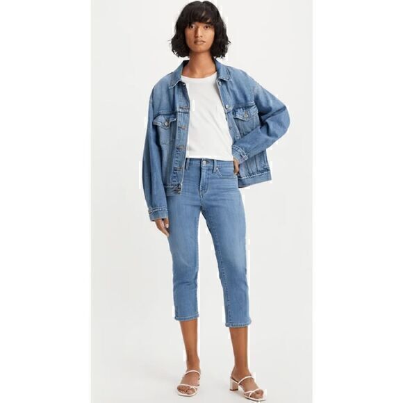 Levi's Womens Blue Demi Curve Classic Rise Shaping Capri Jeans Size 4 - Picture 1 of 9